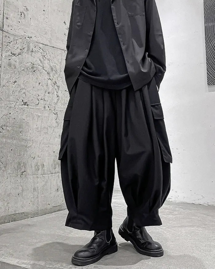 Pantalons Cargo Hakama Polyvalents -  mode urbaine - Pantalons Cargo Hakama pour un Style Urbain Unique