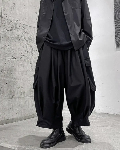 Pantalons Cargo Hakama Polyvalents -  mode urbaine - Pantalons Cargo Hakama pour un Style Urbain Unique