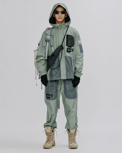 Pantalons Cargo Mesh Chic et Scintillants -  look tendance - Pantalons Cargo Mesh Chic Vert pour Everyday Style