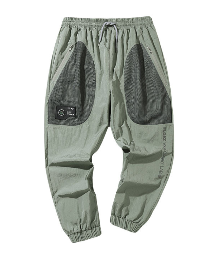 Pantalons Cargo Mesh Chic et Scintillants -  techwear - Pantalons Cargo Mesh Chic Vert pour Everyday Style