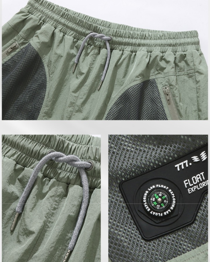 Pantalons Cargo Mesh Chic et Scintillants -  vêtements modernes - Pantalons Cargo Mesh Chic Vert pour Everyday Style