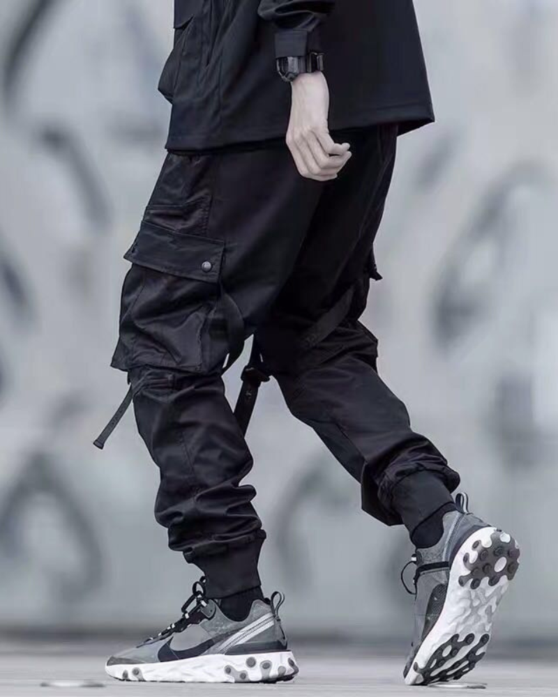 Pantalons Cargo Noirs Audacieux -  pantalons durables - Pantalons Cargo Noirs Alliant Confort et Style Urbain
