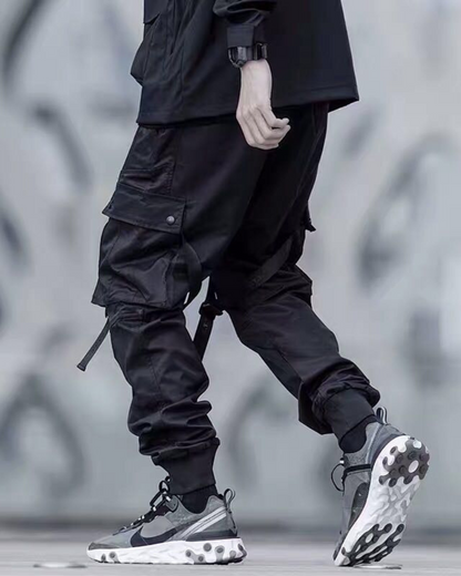 Pantalons Cargo Noirs Audacieux -  pantalons durables - Pantalons Cargo Noirs Alliant Confort et Style Urbain