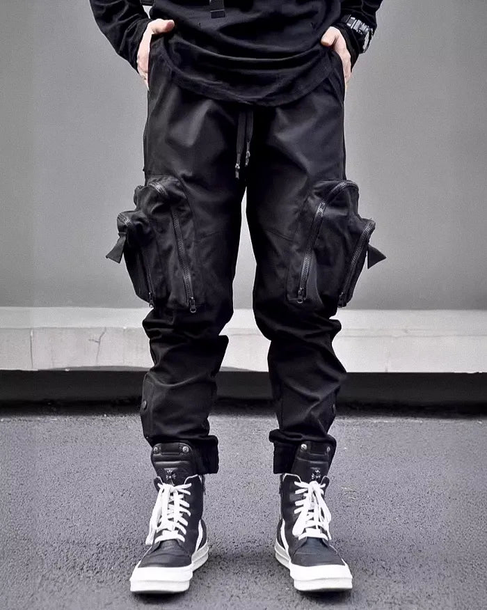 Pantalons Cargo Noirs Élégants -  ajustables - Pantalons Cargo Noirs Fonctionnels et Élégants