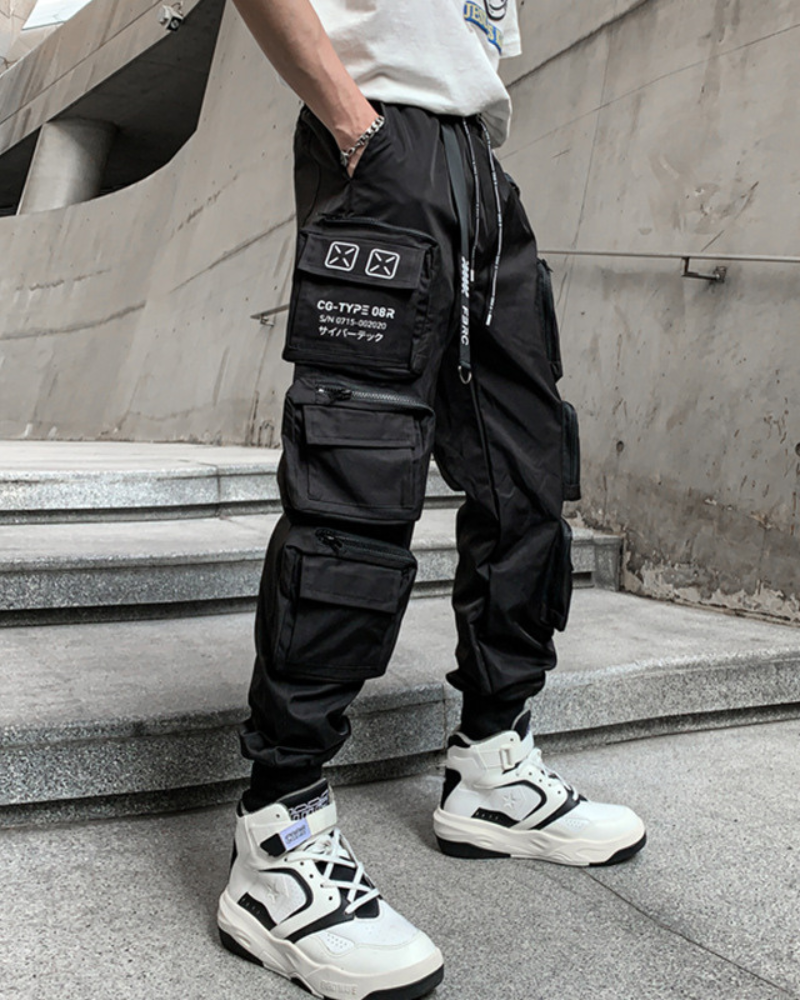 Pantalons Cargo Noirs Élégants -  pantalons ajustables - Pantalons Cargo Noirs Élégants pour votre Style Quotidien