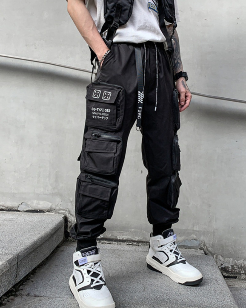 Pantalons Cargo Noirs Élégants -  pantalons avec poches - Pantalons Cargo Noirs Élégants pour votre Style Quotidien