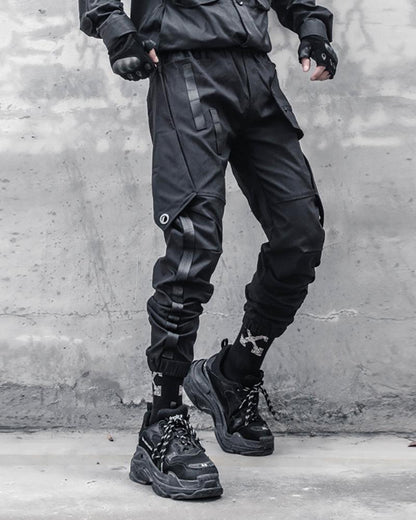 Pantalons Cargo Patchwork Noir Chic -  chic - Pantalons Cargo Patchwork Noir Chic pour un Style Urbain