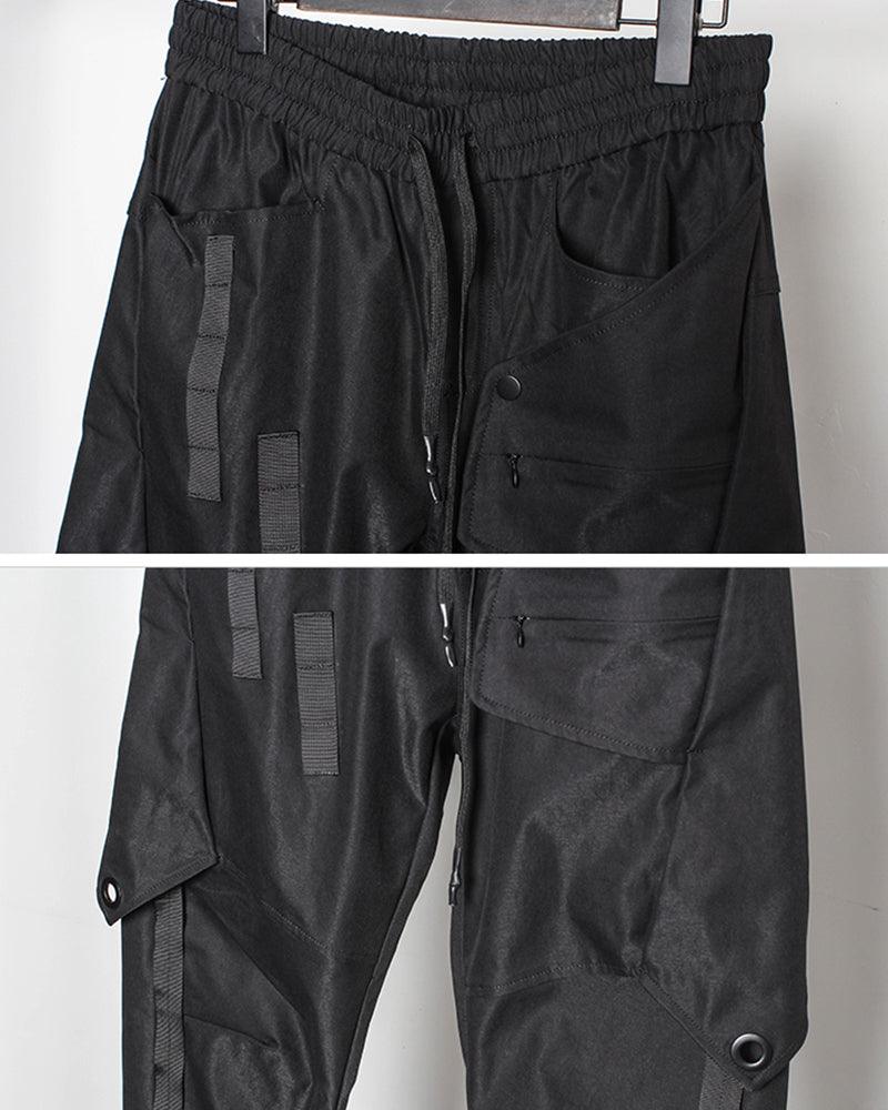 Pantalons Cargo Patchwork Noir Chic - pantalons cargo - Pantalons Cargo Patchwork Noir Chic pour un Style Urbain