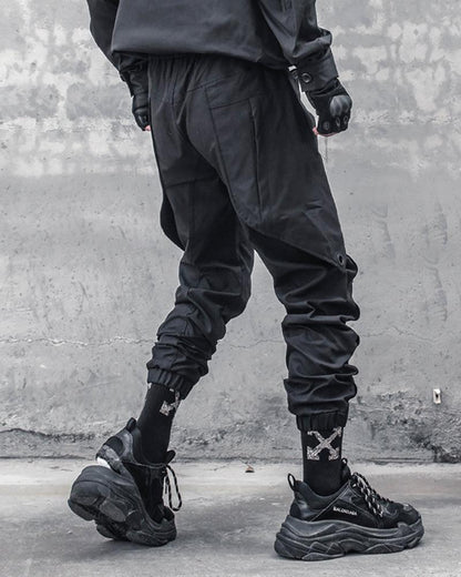 Pantalons Cargo Patchwork Noir Chic - pantalons cargo - Pantalons Cargo Patchwork Noir Chic pour un Style Urbain