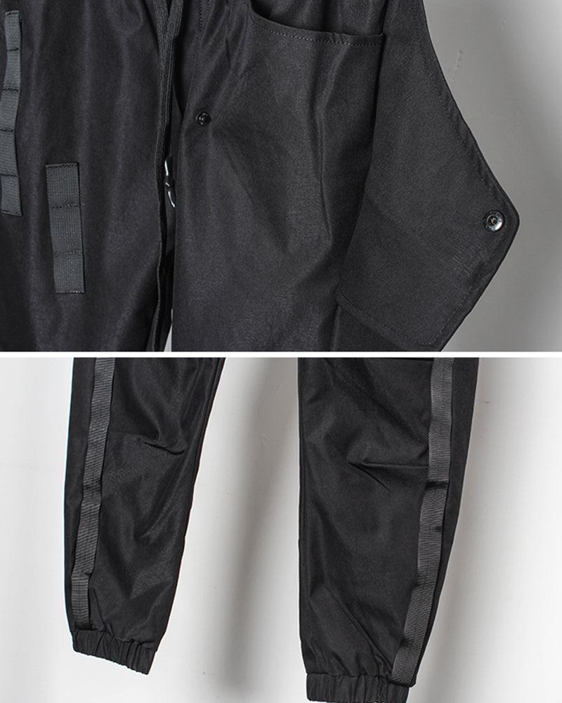 Pantalons Cargo Patchwork Noir Chic -  patchwork - Pantalons Cargo Patchwork Noir Chic pour un Style Urbain