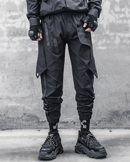 Pantalons Cargo Patchwork Noir Chic -  patchwork - Pantalons Cargo Patchwork Noir Chic pour un Style Urbain