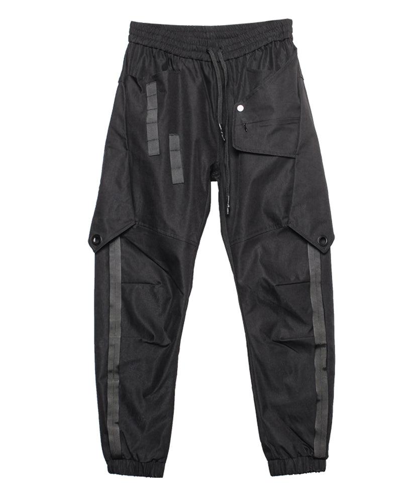Pantalons Cargo Patchwork Noir Chic -  techwear - Pantalons Cargo Patchwork Noir Chic pour un Style Urbain