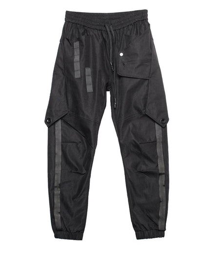 Pantalons Cargo Patchwork Noir Chic -  techwear - Pantalons Cargo Patchwork Noir Chic pour un Style Urbain