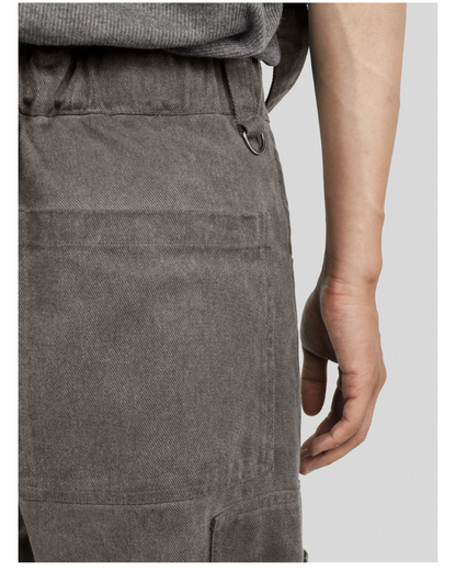 Pantalons Cargo Patchwork Stylés avec Bretelles - pantalons en coton - Pantalons Cargo Patchwork Stylés avec Bretelles en Coton