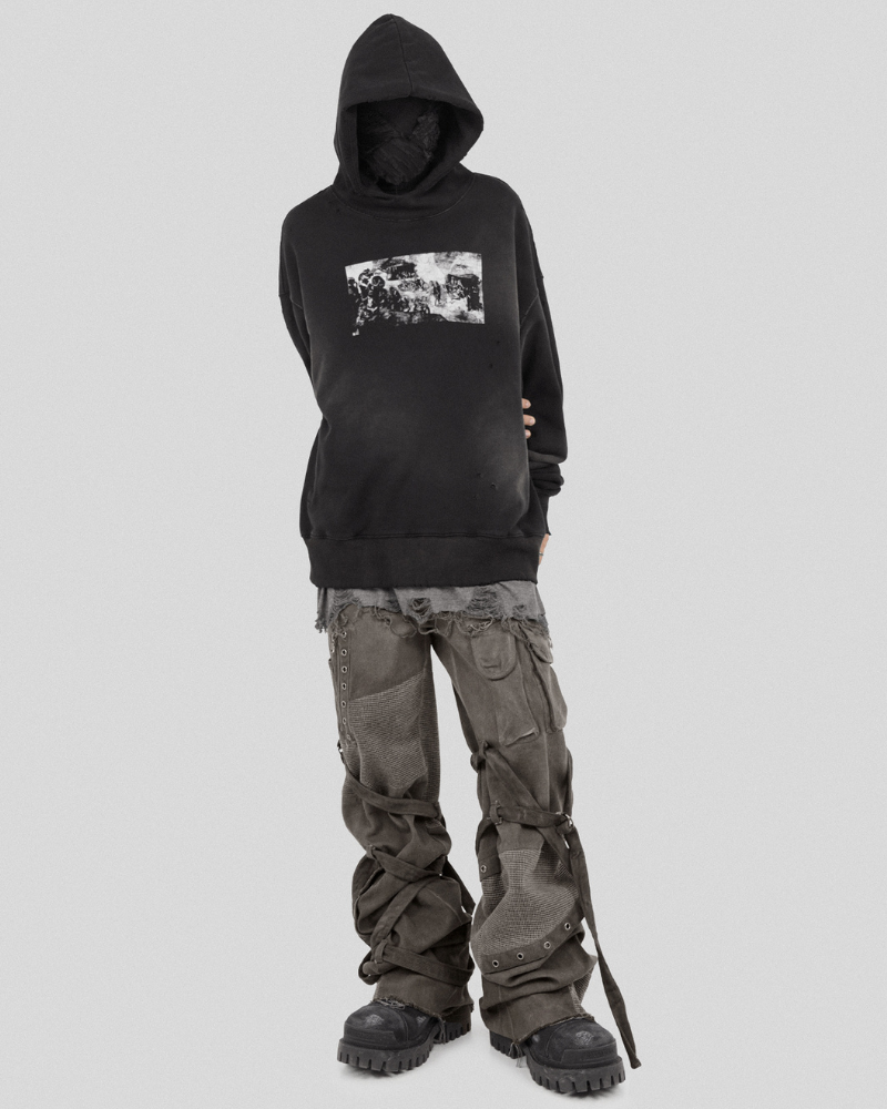 Pantalons Cargo Patchwork Stylés avec Bretelles -  style unique - Pantalons Cargo Patchwork Stylés avec Bretelles en Coton