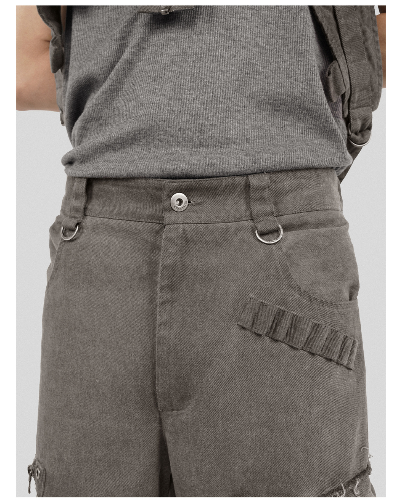 Pantalons Cargo Patchwork Stylés avec Bretelles -  vêtements pratiques - Pantalons Cargo Patchwork Stylés avec Bretelles en Coton