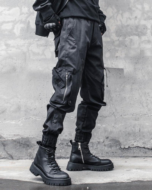 Pantalons cargo slim noirs élégants - pantalons techwear - Pantalons cargo slim noirs pour un style moderne