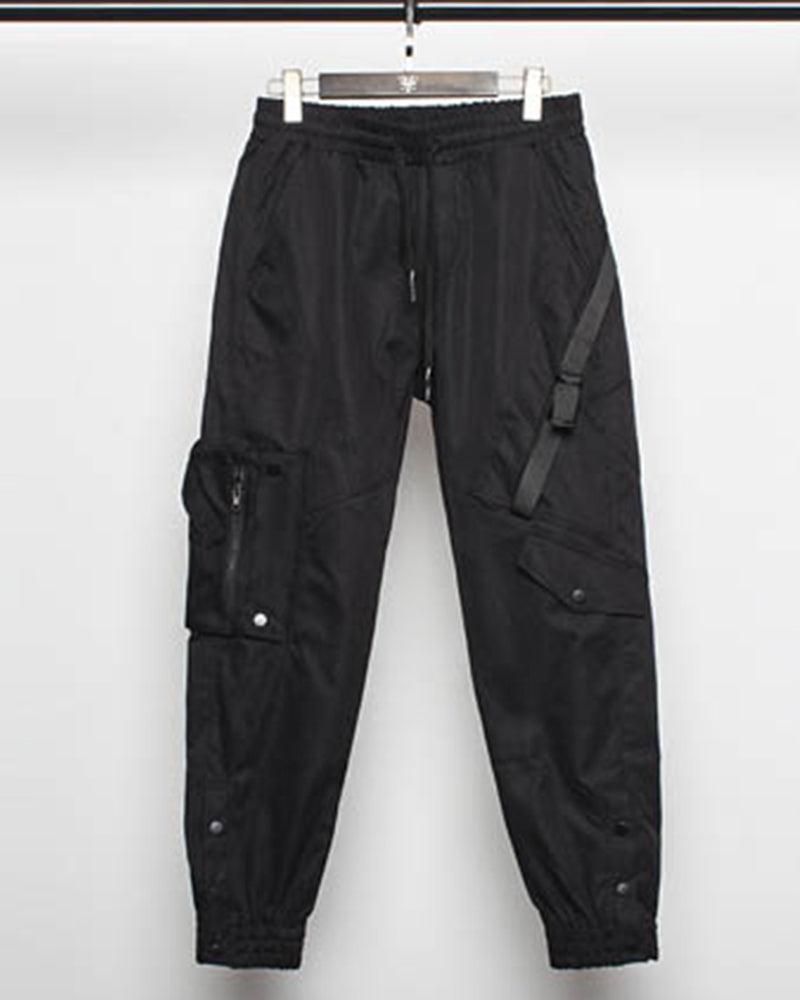 Pantalons cargo slim noirs élégants - pantalons techwear - Pantalons cargo slim noirs pour un style moderne