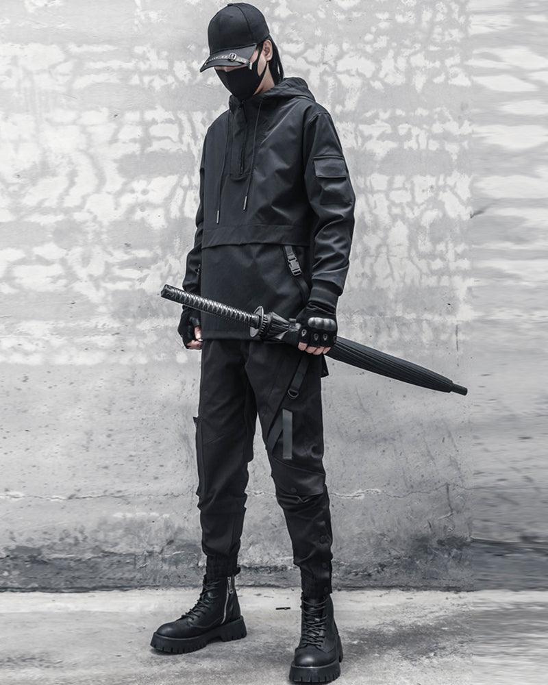 Pantalons cargo slim noirs élégants -  techwear - Pantalons cargo slim noirs pour un style moderne
