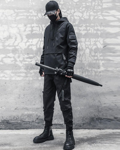 Pantalons cargo slim noirs élégants -  techwear - Pantalons cargo slim noirs pour un style moderne
