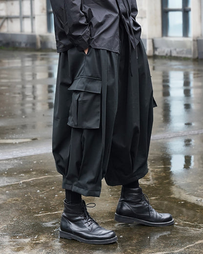 Pantalons Cargo Tactiques Noirs Élégants -  esthétique japonaise - Pantalons Cargo Tactiques Noirs au Style Japonais