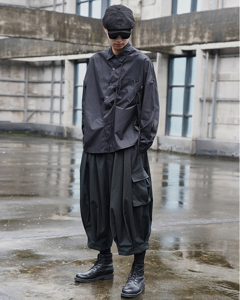 Pantalons Cargo Tactiques Noirs Élégants -  noir classique - Pantalons Cargo Tactiques Noirs au Style Japonais