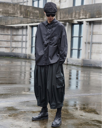 Pantalons Cargo Tactiques Noirs Élégants -  noir classique - Pantalons Cargo Tactiques Noirs au Style Japonais