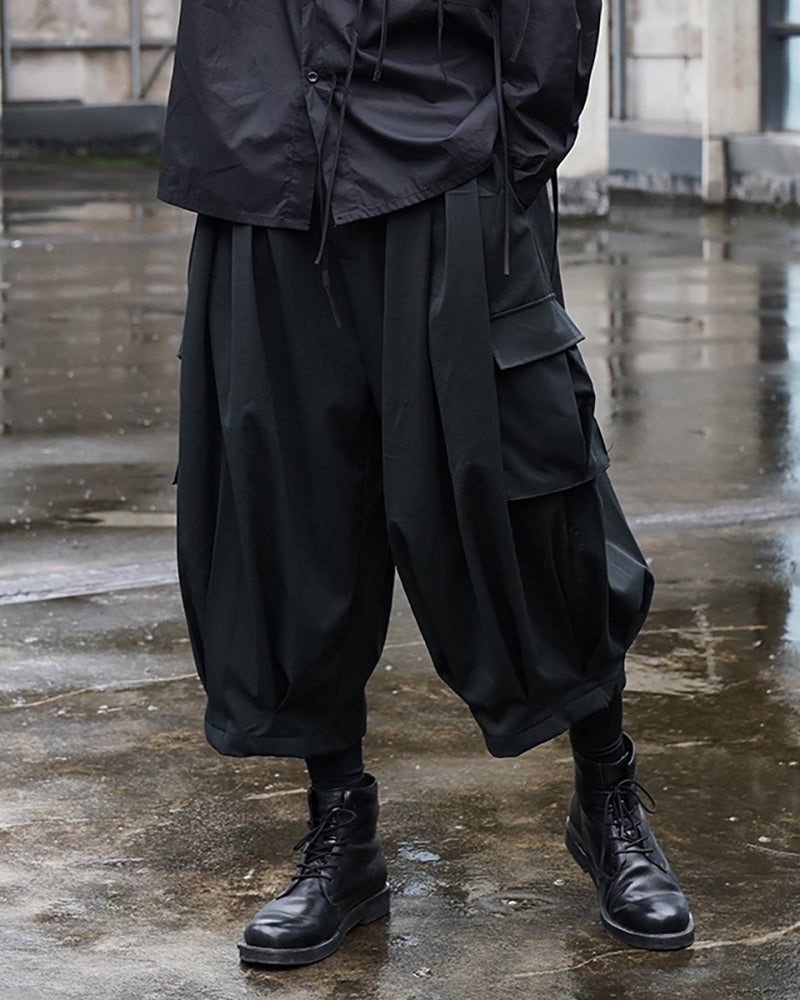 Pantalons Cargo Tactiques Noirs Élégants - pantalons cargo - Pantalons Cargo Tactiques Noirs au Style Japonais