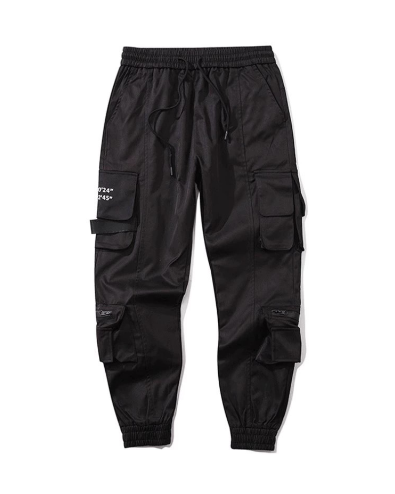 Pantalons Cargo Tech Noir Chic -  mode masculine - Pantalons Cargo Slim Noir avec Multi-Poches