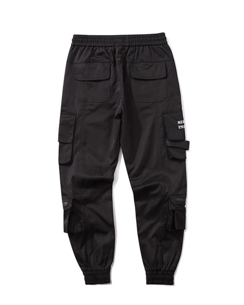 Pantalons Cargo Tech Noir Chic -  noir chic - Pantalons Cargo Slim Noir avec Multi-Poches