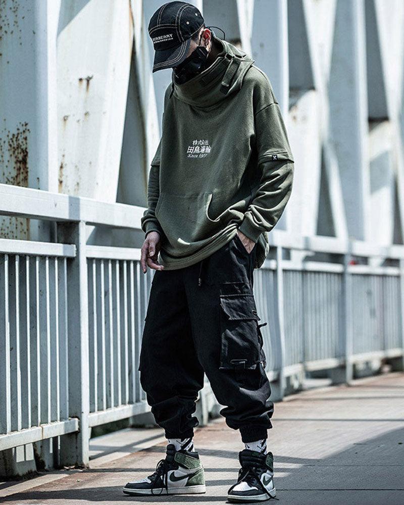 Pantalons Cargo Tech Noirs Stylés -  coton noir - Pantalons Cargo Noirs Stylés pour un Confort Urbain