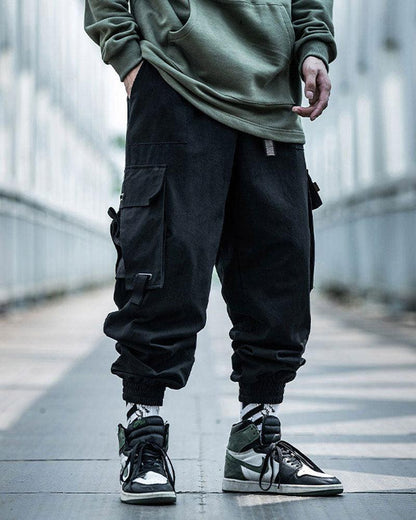 Pantalons Cargo Tech Noirs Stylés - pantalons cargo - Pantalons Cargo Noirs Stylés pour un Confort Urbain