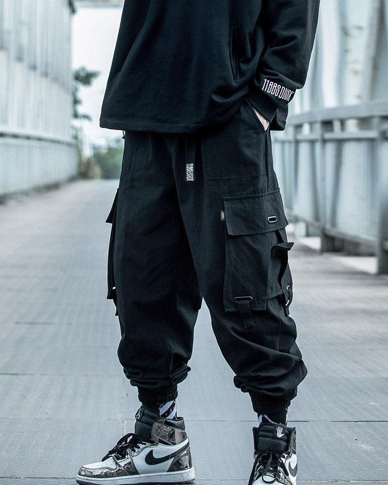 Pantalons Cargo Tech Noirs Stylés -  style urbain - Pantalons Cargo Noirs Stylés pour un Confort Urbain