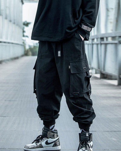 Pantalons Cargo Tech Noirs Stylés -  style urbain - Pantalons Cargo Noirs Stylés pour un Confort Urbain
