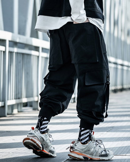 Pantalons Cargo Urbains Chic -  coupe décontractée - Pantalons Cargo Noirs à la Coupe Décontractée