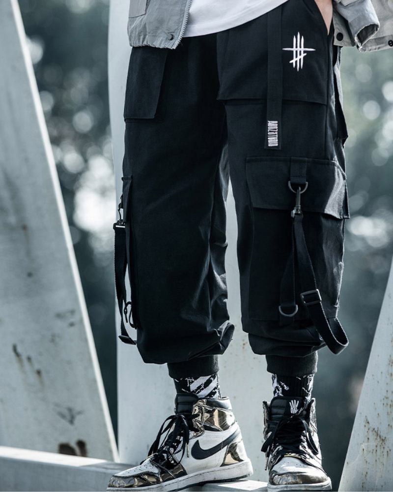 Pantalons Cargo Urbains Chic - pantalons cargo - Pantalons Cargo Noirs à la Coupe Décontractée