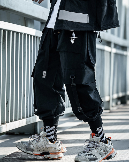 Pantalons Cargo Urbains Chic - pantalons noirs tendance - Pantalons Cargo Noirs à la Coupe Décontractée