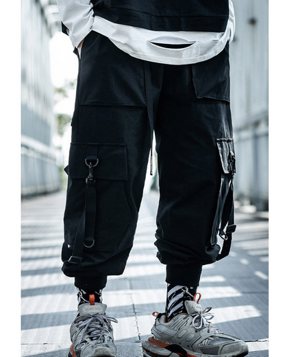 Pantalons Cargo Urbains Chic -  poche personnalisable - Pantalons Cargo Noirs à la Coupe Décontractée