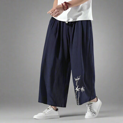 Pantalons Chic et Confortables -  large - Pantalons Hakama Chic avec Poches Pratiques