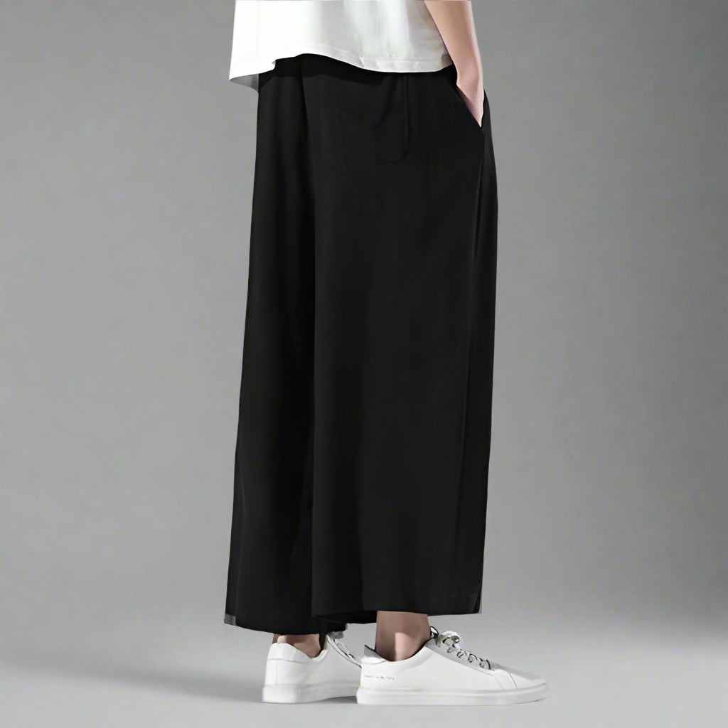 Pantalons Chic et Confortables -  pantalons en polyester - Pantalons Hakama Chic avec Poches Pratiques