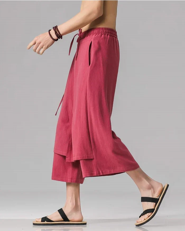 Pantalons Chic Style Hakama -  pantalons ajustables - Pantalons Hakama Courts : Confort et Modernité
