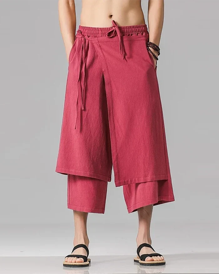 Pantalons Chic Style Hakama -  mode traditionnelle et moderne - Pantalons Hakama Courts : Confort et Modernité