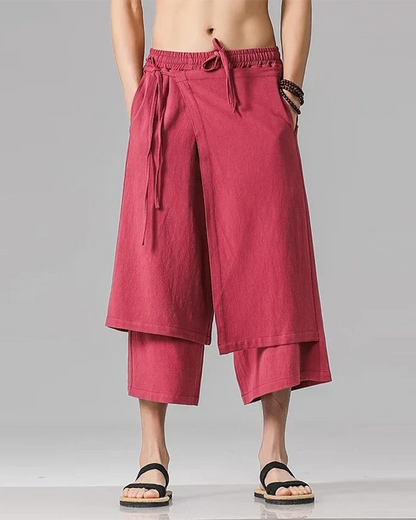 Pantalons Chic Style Hakama -  mode traditionnelle et moderne - Pantalons Hakama Courts : Confort et Modernité