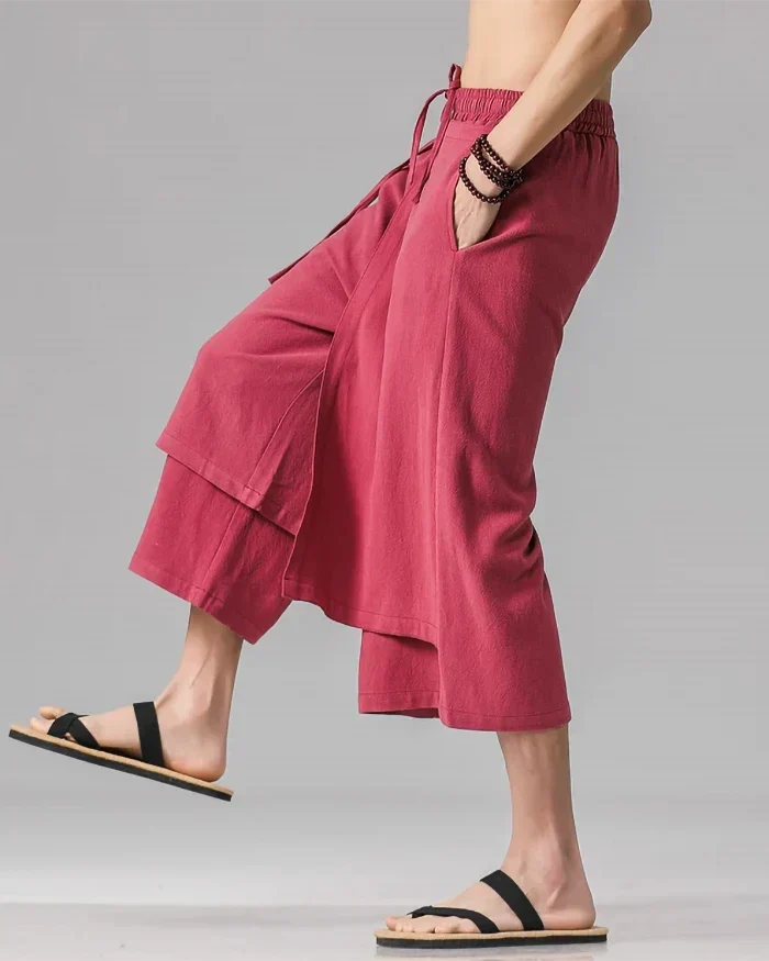 Pantalons Chic Style Hakama -  style chic - Pantalons Hakama Courts : Confort et Modernité