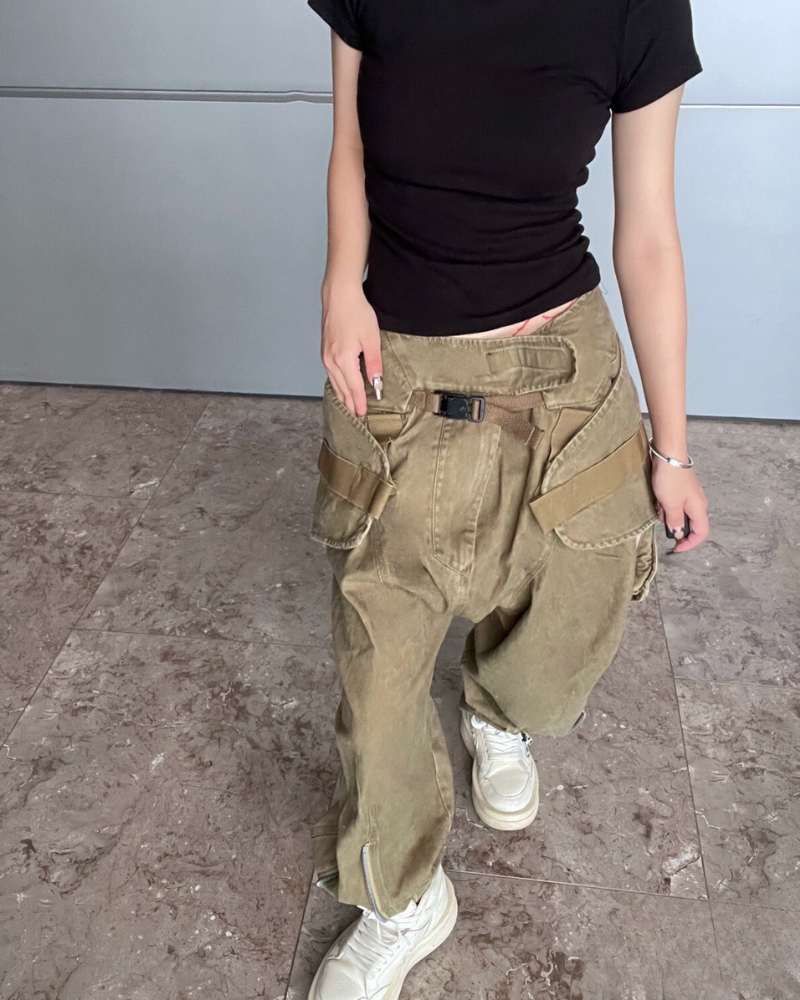 Pantalons Convertibles Chic Rétro -  style fonctionnel - Pantalons Convertibles Chic Rétro en Kaki