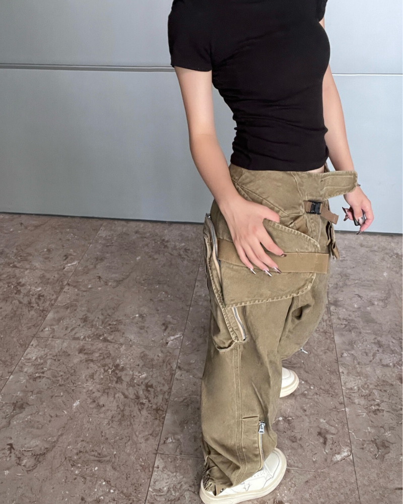 Pantalons Convertibles Chic Rétro -  techwear - Pantalons Convertibles Chic Rétro en Kaki