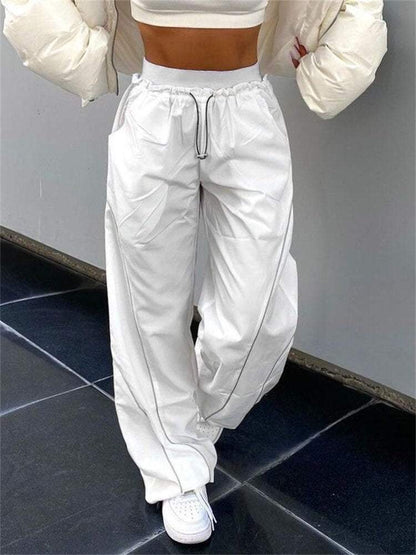 Pantalons de survêtement blancs -  mode Y2K - Pantalons de survêtement blancs unisexes pour le streetwear