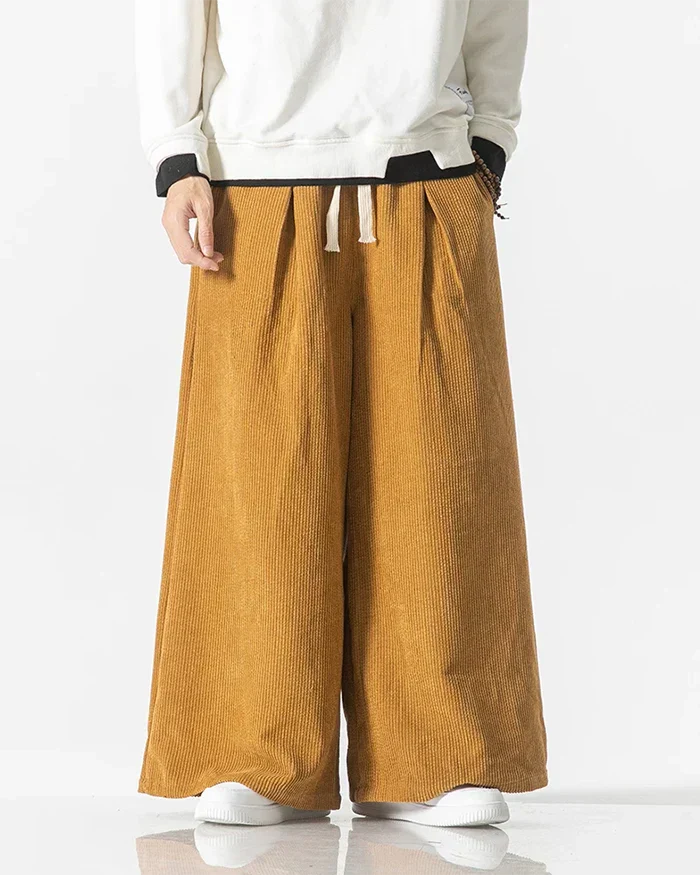 Pantalons en velours côtelé japonais élégants -  mode décontractée - Pantalons cargo en velours côtelé japonais pour homme