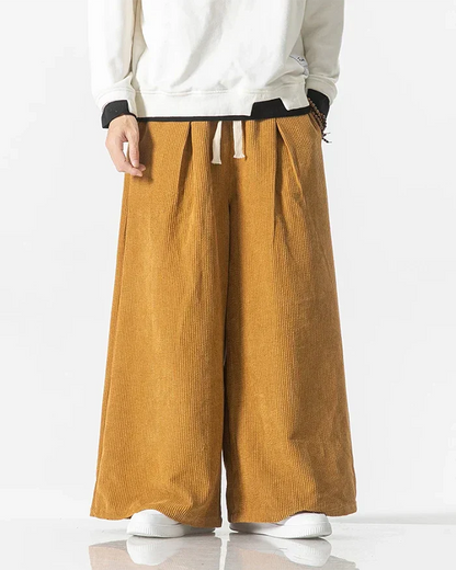 Pantalons en velours côtelé japonais élégants -  mode décontractée - Pantalons cargo en velours côtelé japonais pour homme