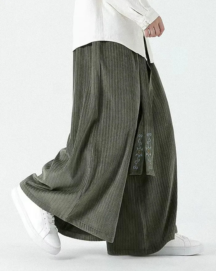 Pantalons en Velours Côtelé Large Chic -  pantalons pour le travail - Pantalons en Velours Côtelé Large pour un Confort Chic